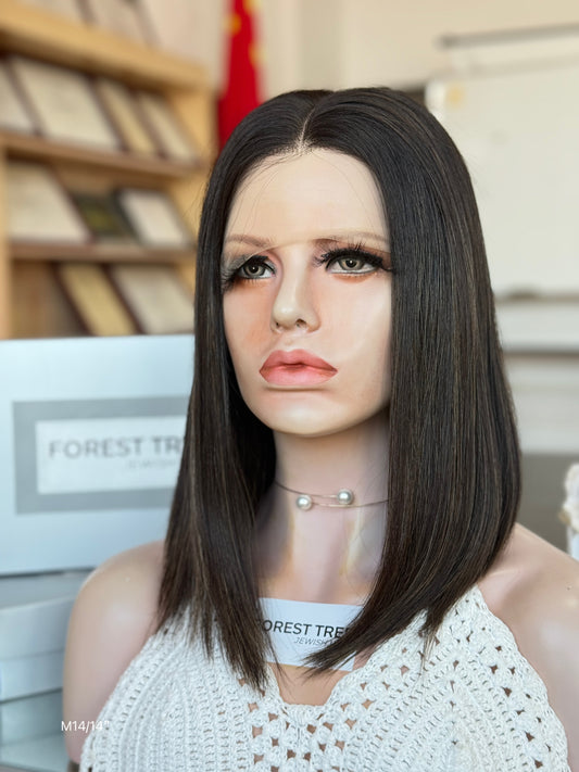 Natural Black Middle-Part Bob Human Hair Sheitel Wig, product view 2 — alternate view