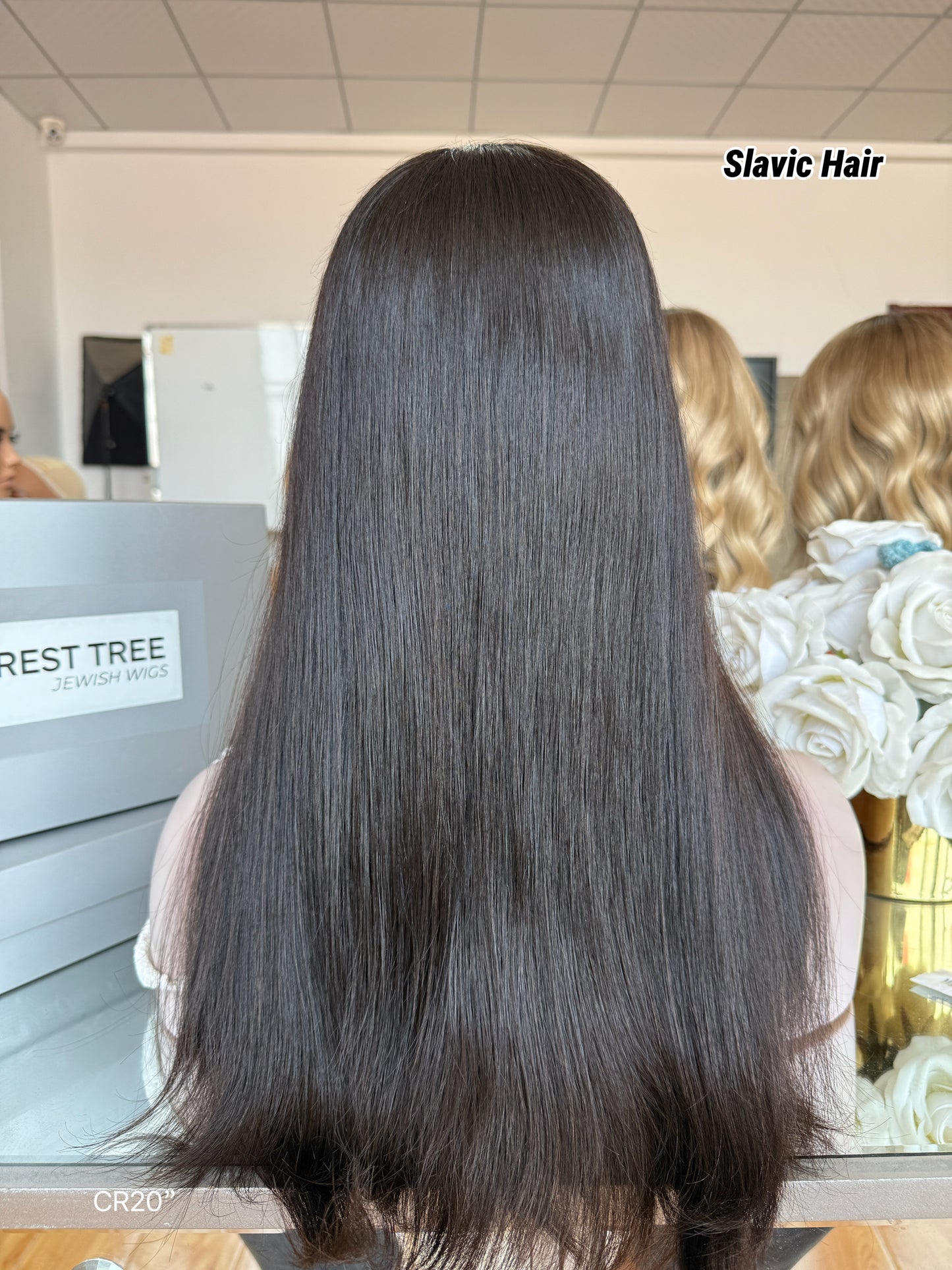 Soft Black Middle-Part Long Straight Human Hair Sheitel Wig, product view 12