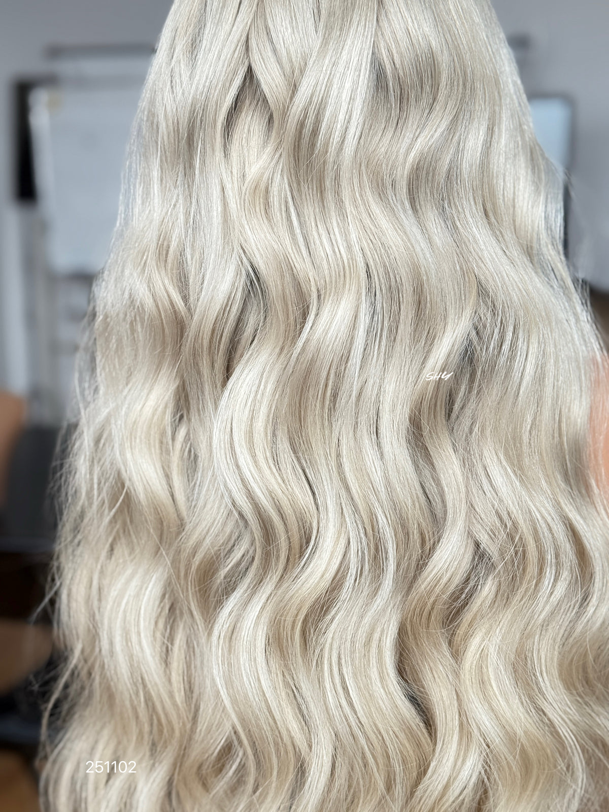 Cool Ash Blonde Middle-Part Body Wave Human Hair Lace Front Glueless Medical Wig, product view 13