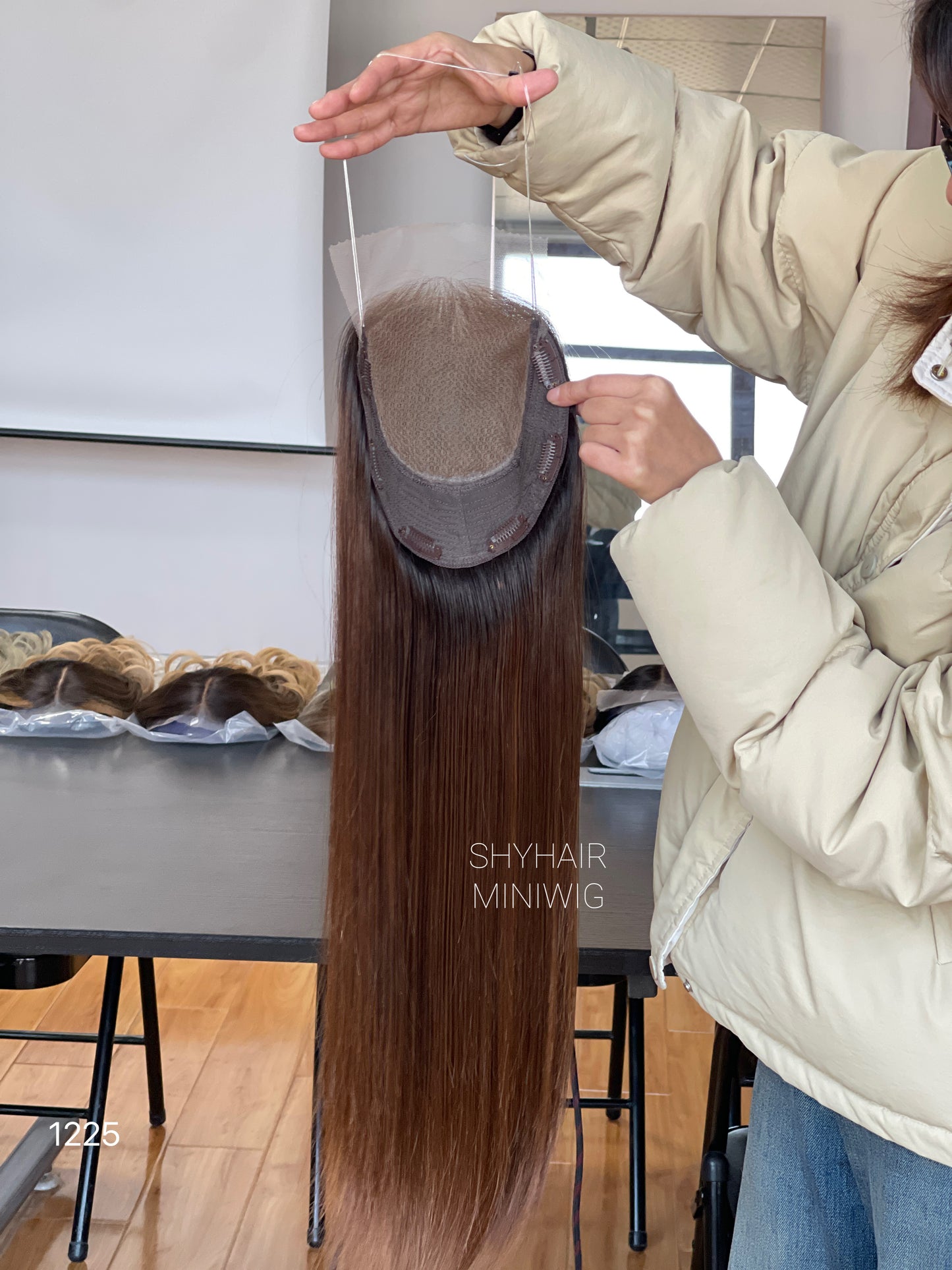 Dark Brown Straight Human Hair Mini Wig - base and construction detail