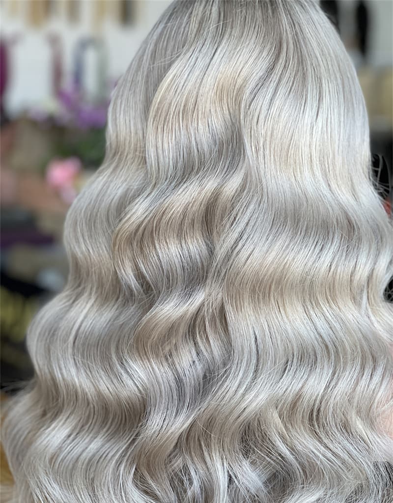 Silver Gray Defined Wave HD 13x5 Patch Lace Front Wig