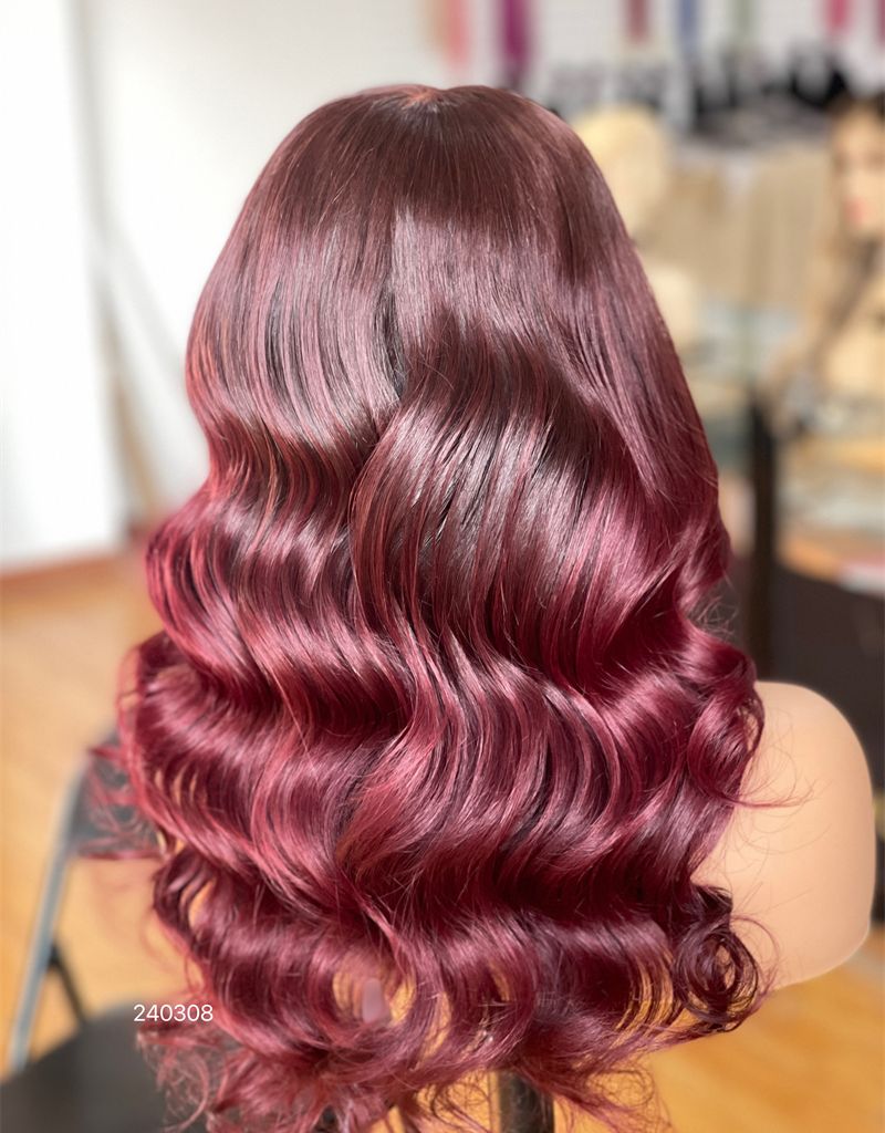 Burgundy Red Defined Wave HD 13x5 Patch Lace Front Wig
