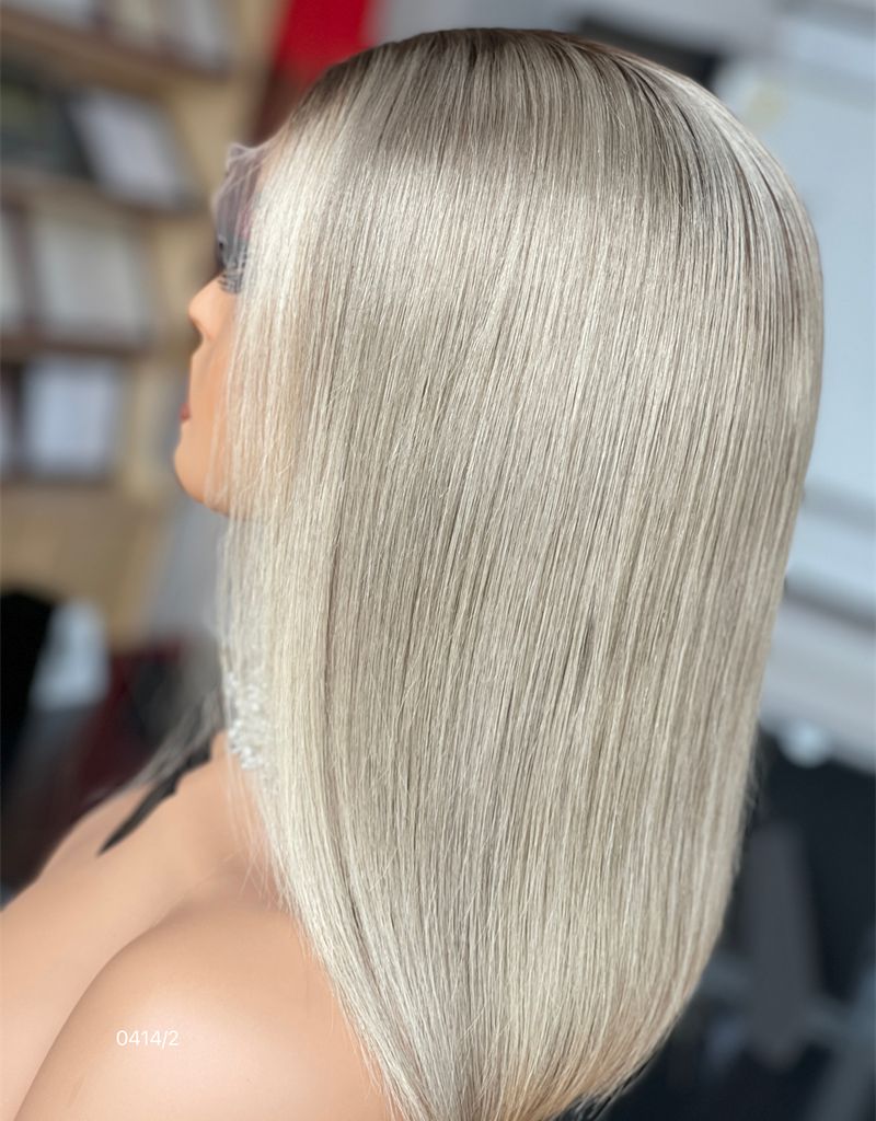 Cool Silver Blonde Bob HD 13x5 Patch Lace Front Wig
