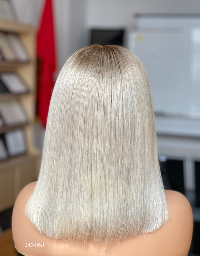 Smoky Silver Gray Bob HD 13x5 Patch Lace Front Wig