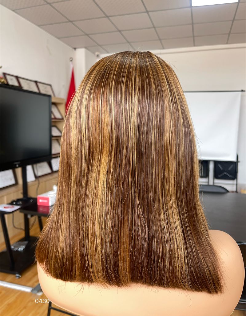 Warm Caramel Brown Layered Bob HD 13x5 Patch Lace Front Wig