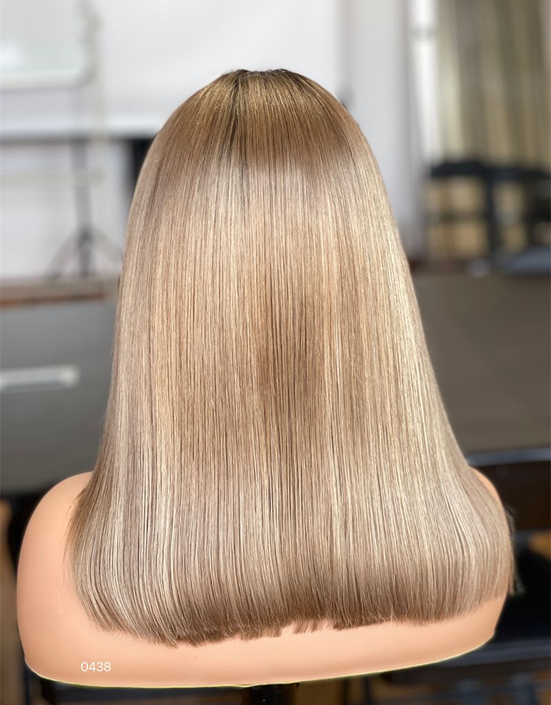 Rooted Ash Blonde Blunt Bob HD 13x5 Patch Lace Front Wig