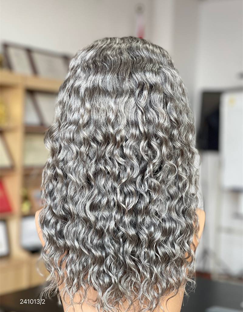 Silver Gray Tight Curl HD 13x5 Patch Lace Front Wig