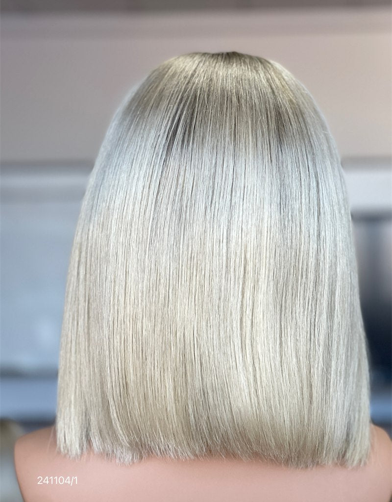 Icy Silver Blonde Bob HD 13x5 Patch Lace Front Wig