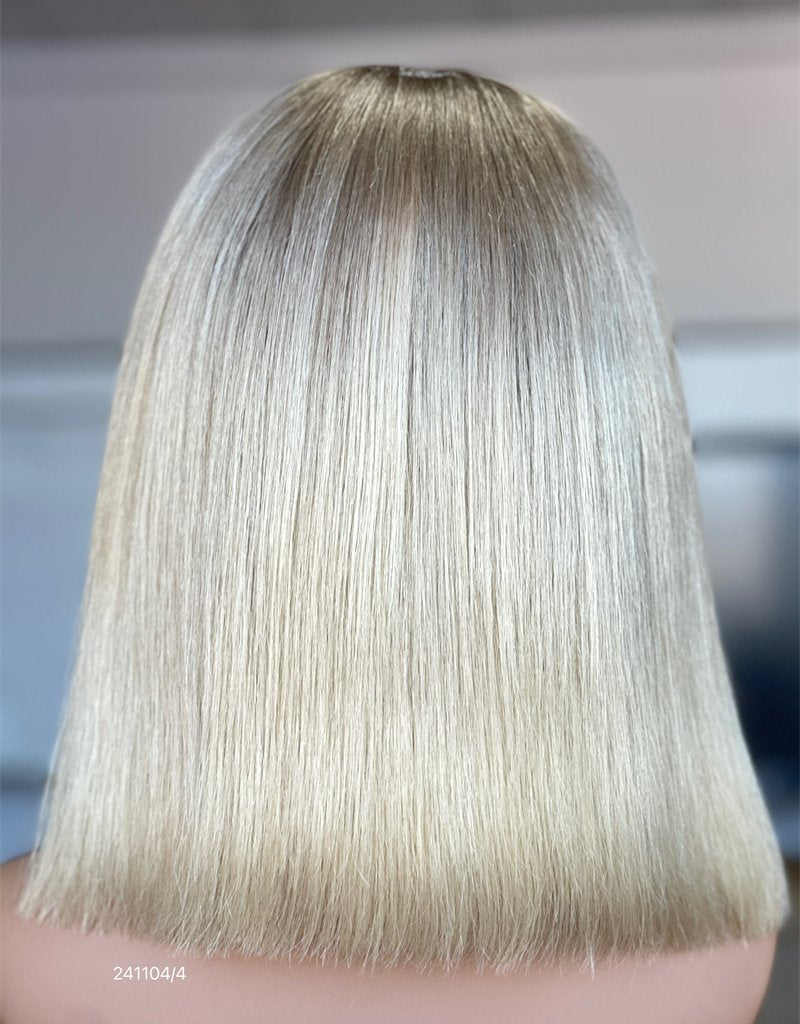Silver Ash Blonde Blunt Bob HD 13x5 Patch Lace Front Wig