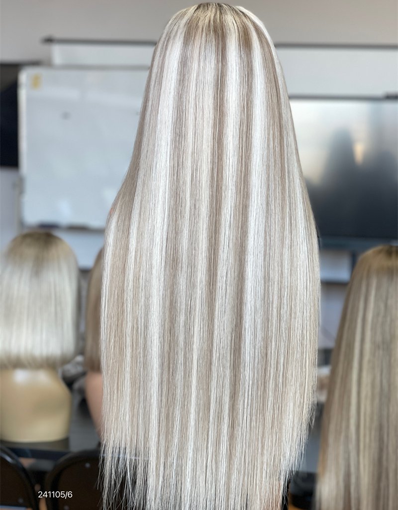 Icy Silver Ash Blonde Straight HD 13x5 Patch Lace Front Wig