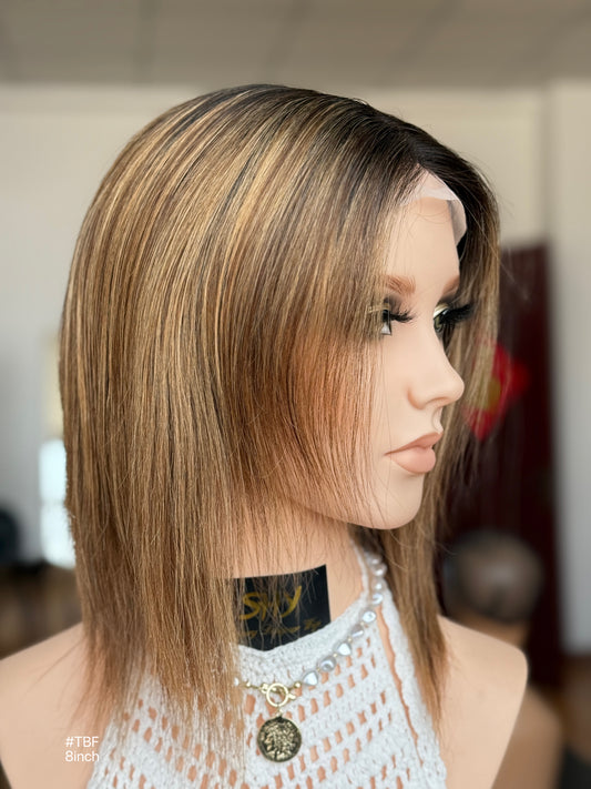 Short Full Hand-Tied Human Hair Medical Wig - Style 017 - detail view — alternate view