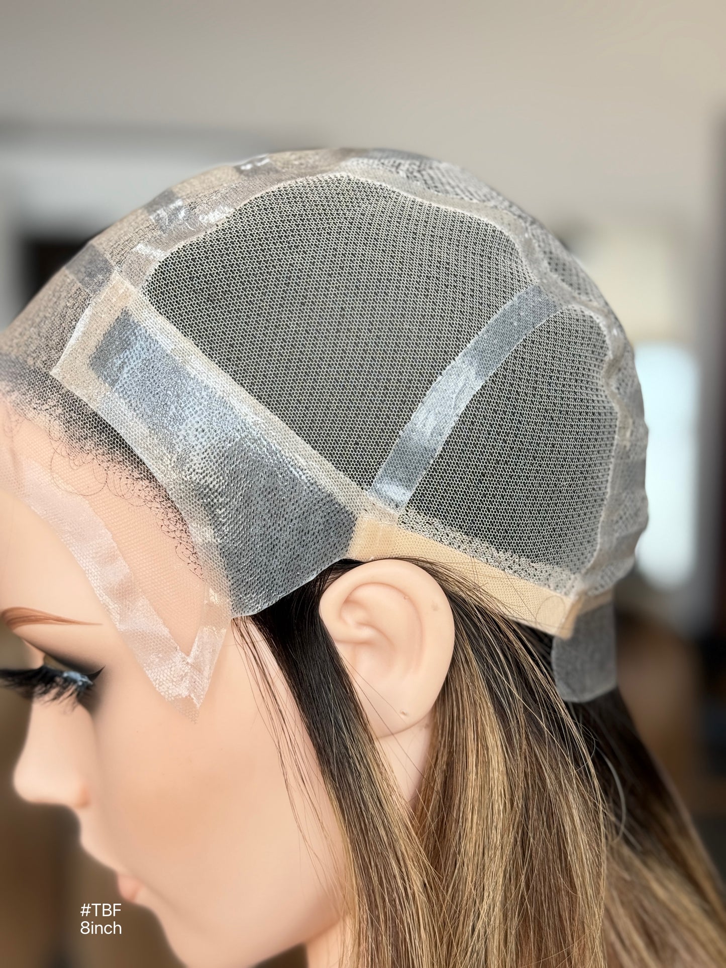 Short Full Hand-Tied Human Hair Medical Wig for Sensitive Scalp - Alopecia Wig 017 - medical wig detail view