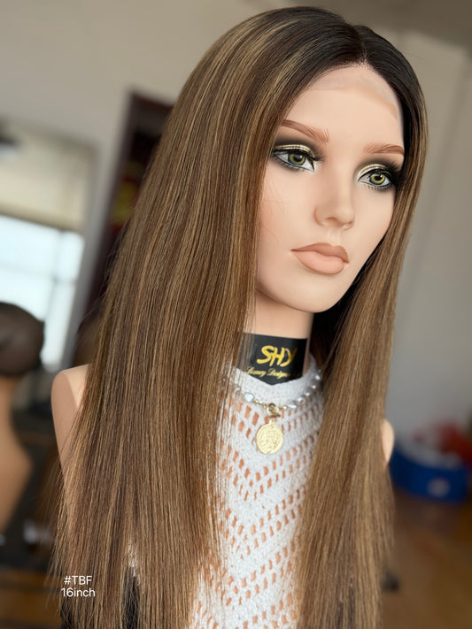 Short Full Hand-Tied Human Hair Medical Wig - Style 018 - detail view — alternate view