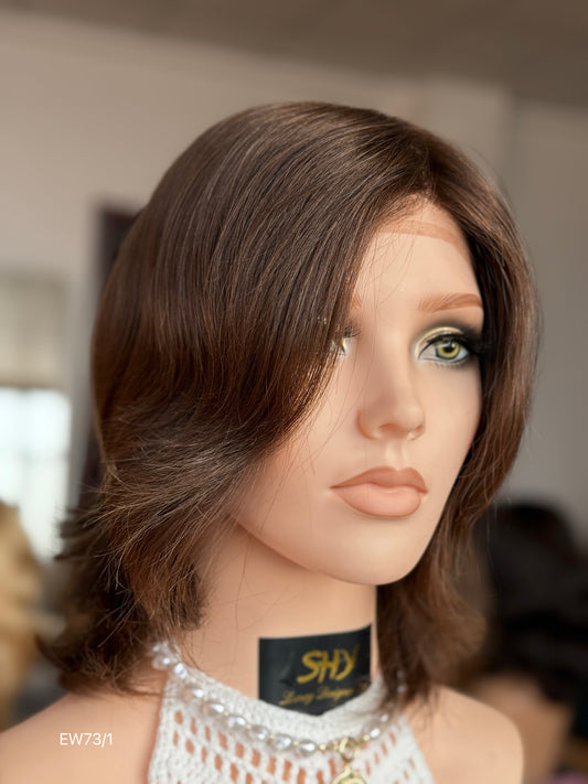 Deep chocolate brown European human hair mono top medical wig - image 1716 — alternate view