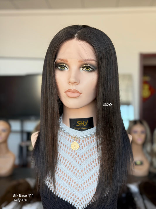 Natural Black Side-Part Long Straight Human Hair Lace Front Glueless Medical Wig, product view 1