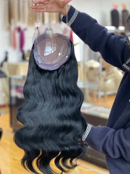 Natural Brown Center-Part Long Wavy Human Hair Topper Mini Wig, product view 2