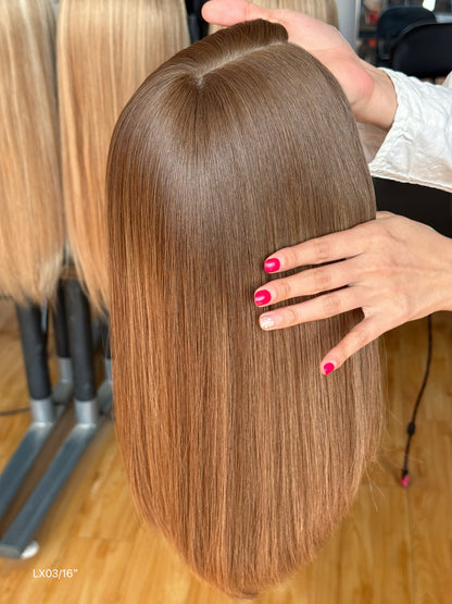 Warm Ash Brown Middle-Part Bob Human Hair Sheitel Wig, product view 2