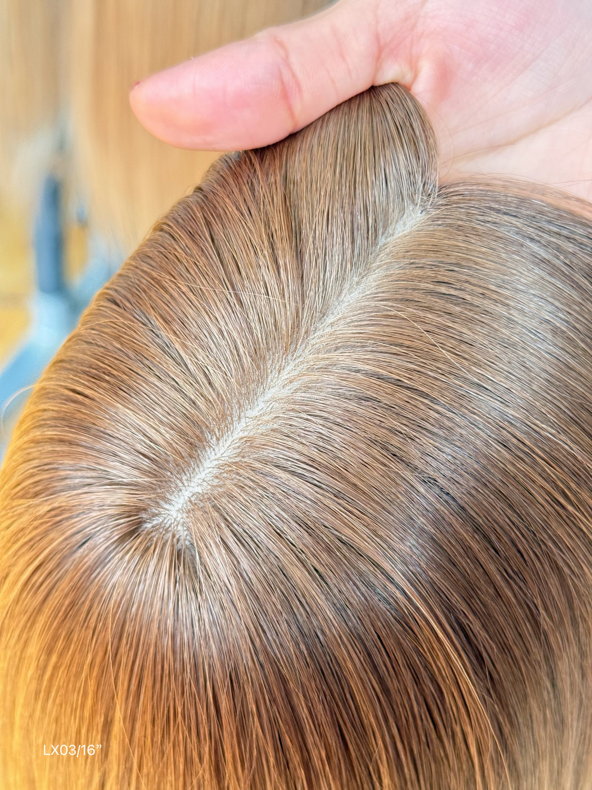 Warm Ash Brown Middle-Part Bob Human Hair Sheitel Wig, product view 3