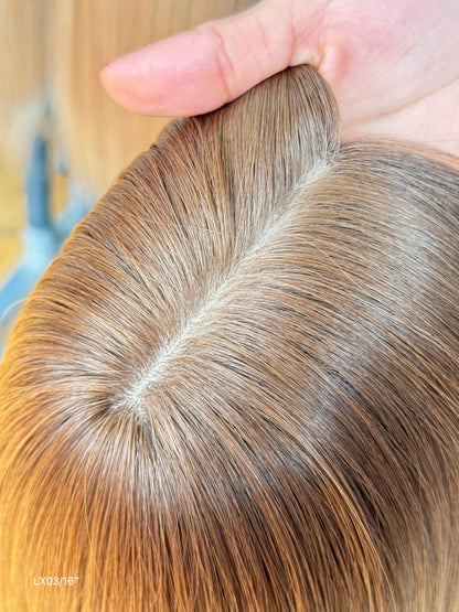 Warm Ash Brown Middle-Part Bob Human Hair Sheitel Wig, product view 3