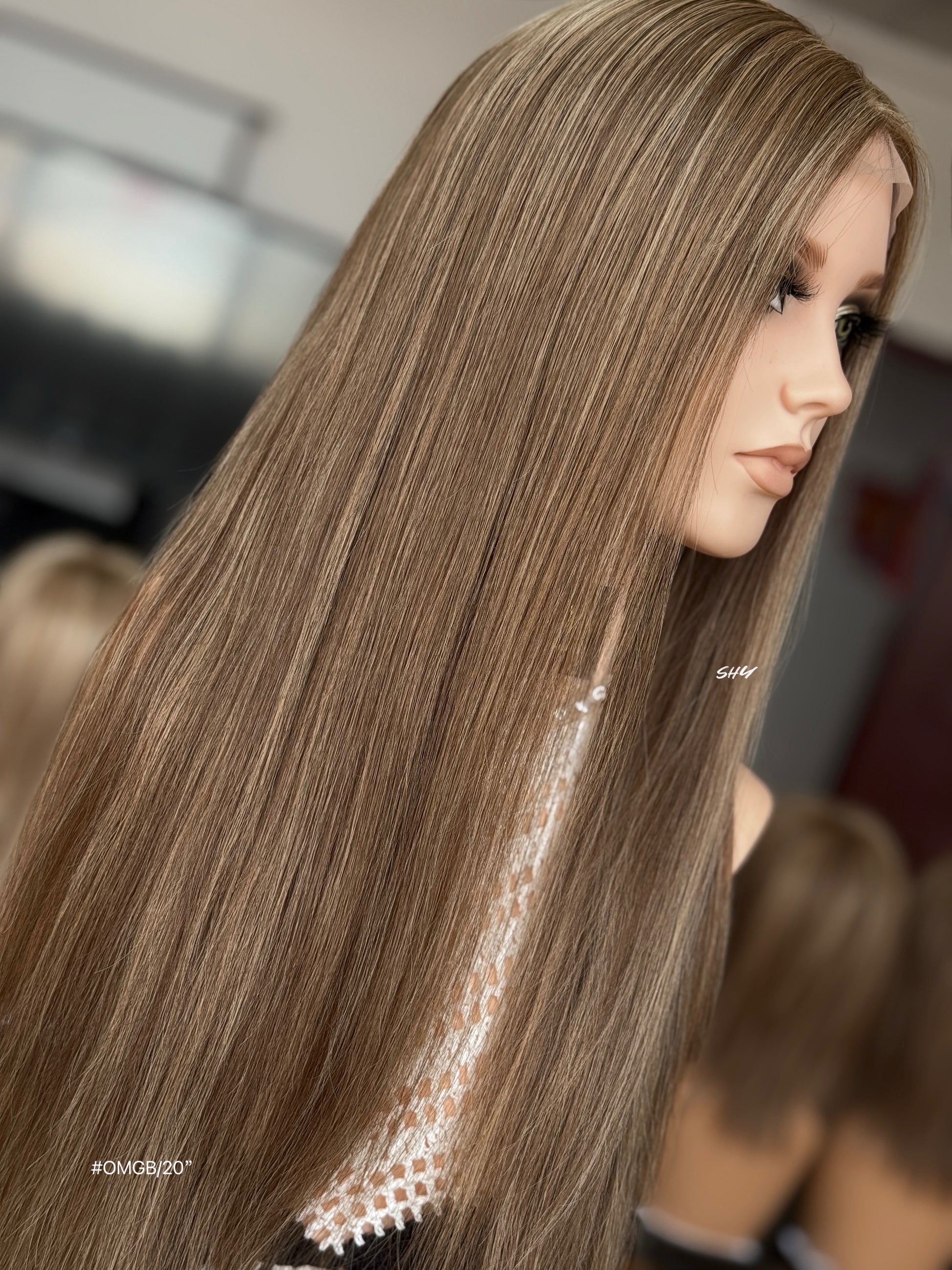 Natural Brown Balayage Middle-Part Straight Human Hair Lace Front Glueless Medical Wig, product view 4