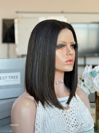 Natural Black Middle-Part Bob Human Hair Sheitel Wig, product view 4