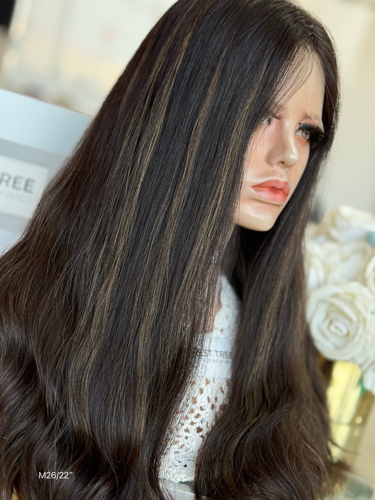 Rich Black Middle-Part Long Wavy Human Hair Sheitel Wig, product view 4
