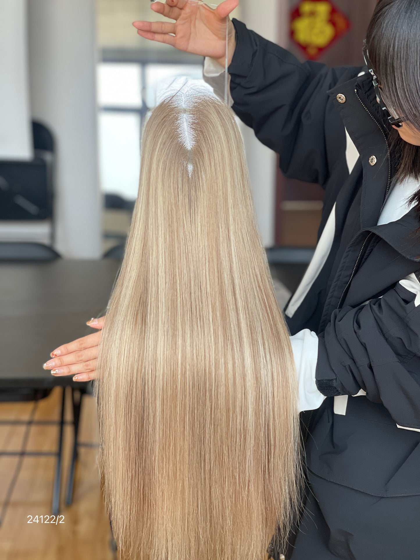 Warm Brown Long Straight Human Hair Topper Mini Wig, product view 3