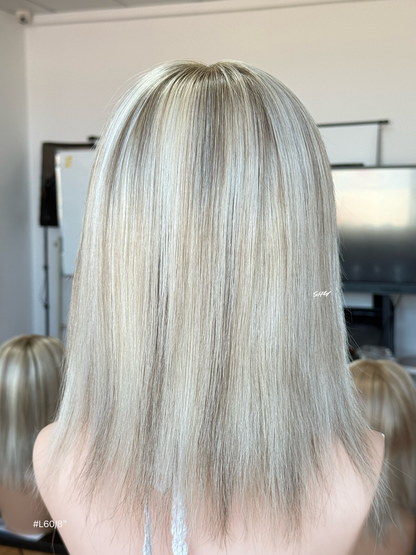 Ash Blonde Highlighted Middle-Part Straight Human Hair Lace Front Glueless Medical Wig, product view 5