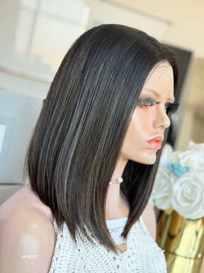 Natural Black Middle-Part Bob Human Hair Sheitel Wig, product view 5