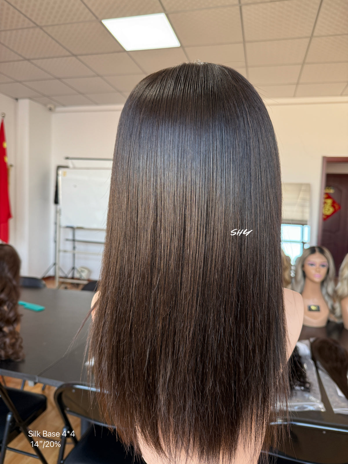 Natural Black Side-Part Long Straight Human Hair Lace Front Glueless Medical Wig, product view 5