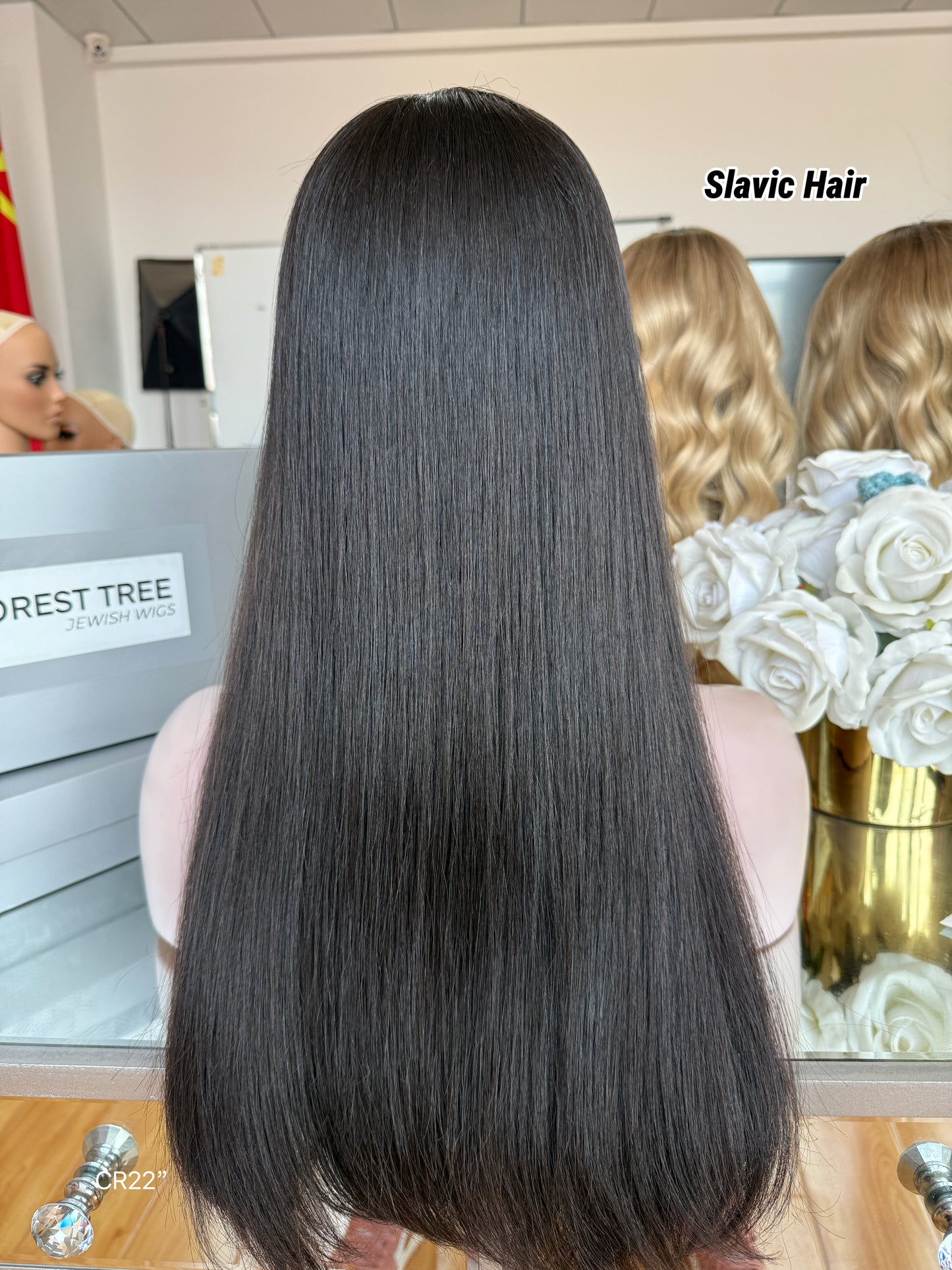 Soft Black Middle-Part Long Straight Human Hair Sheitel Wig, product view 6