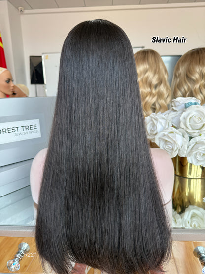 Soft Black Middle-Part Long Straight Human Hair Sheitel Wig, product view 6