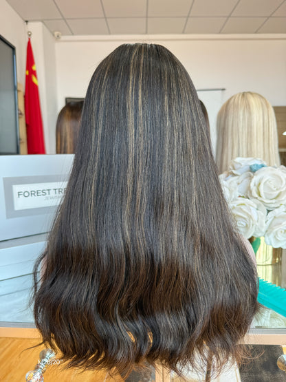 Soft Black Middle-Part Long Wavy Human Hair Sheitel Wig, product view 6