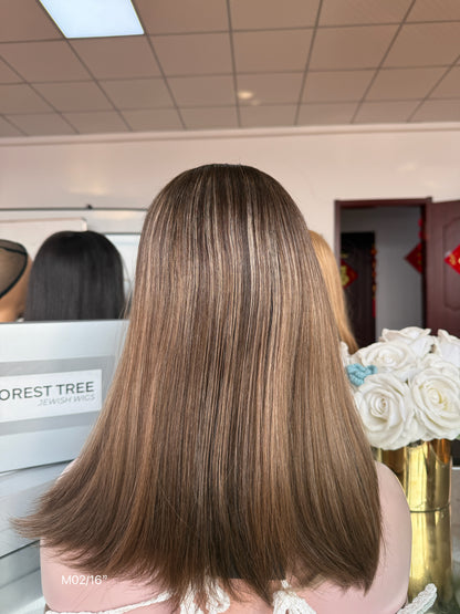 Warm Brown Middle-Part Bob Human Hair Sheitel Wig, product view 6