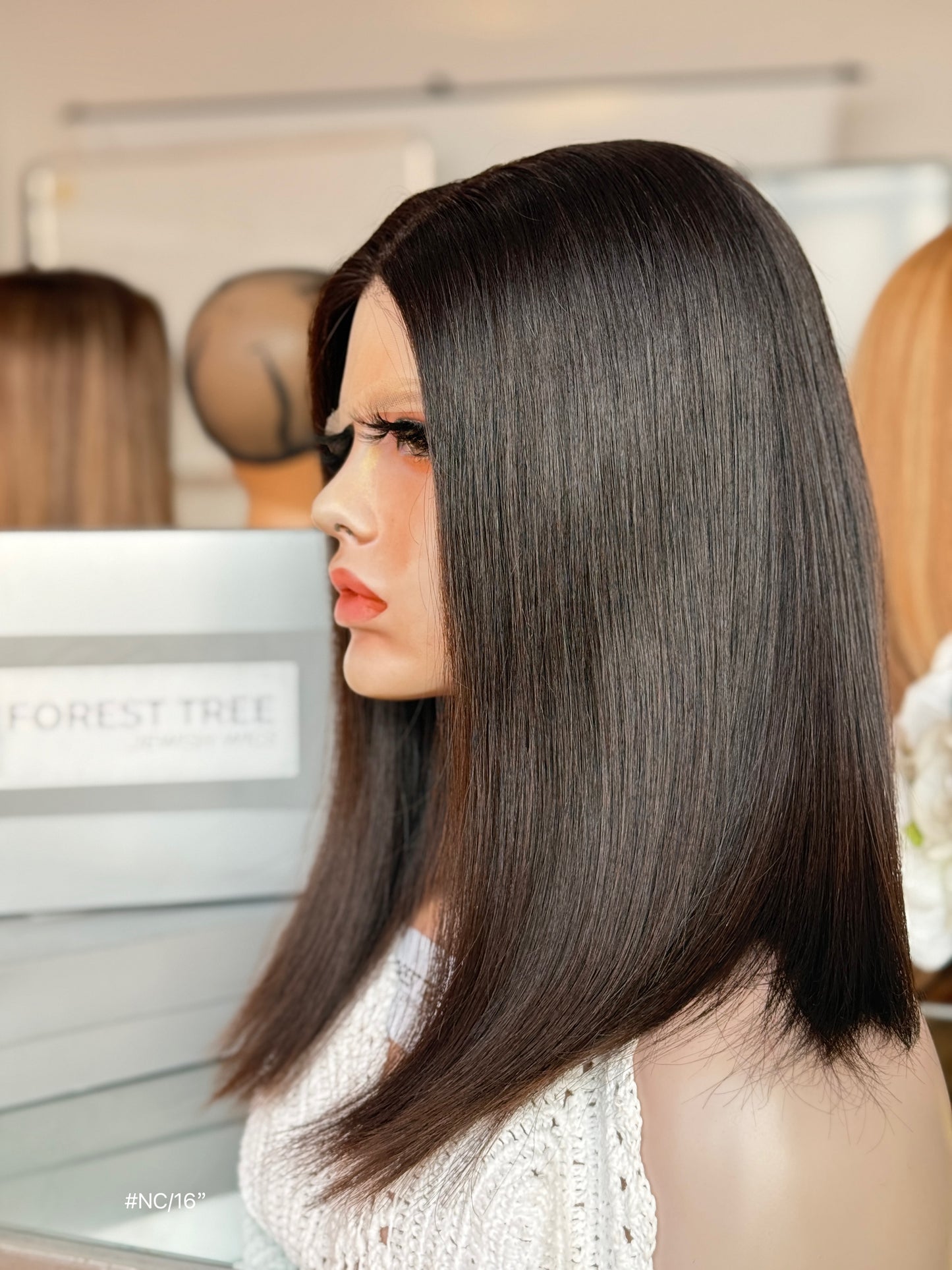 Off-Black Middle-Part Bob Human Hair Sheitel Wig, product view 6
