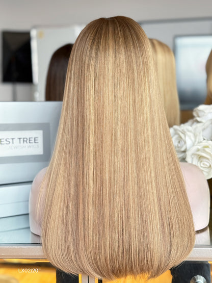 Honey Blonde Middle-Part Long Straight Human Hair Sheitel Wig, product view 6