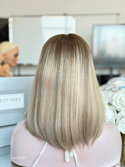 Cool Ash Brown Middle-Part Bob Human Hair Sheitel Wig, product view 6