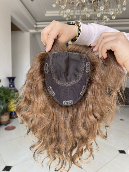 Light Ash Brown Short Curly Bob Human Hair Sheitel Wig, product view 6