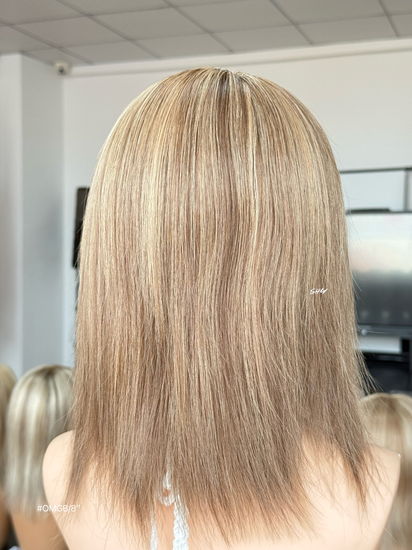 Natural Brown Blonde Highlighted Middle-Part Straight Human Hair Lace Front Glueless Medical Wig, product view 7