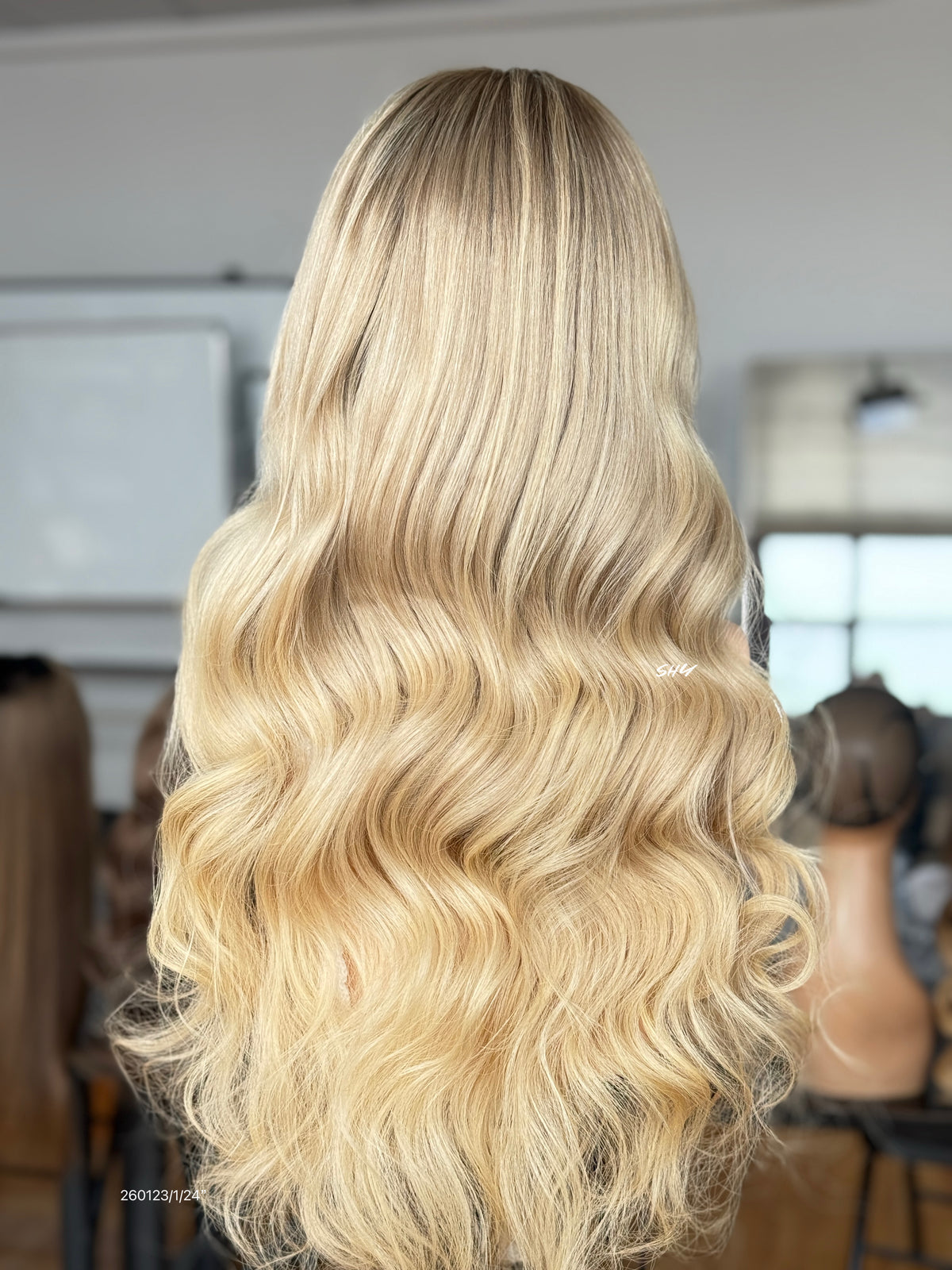 Dark Root Golden Blonde Middle-Part Body Wave Human Hair Lace Front Glueless Medical Wig, product view 7
