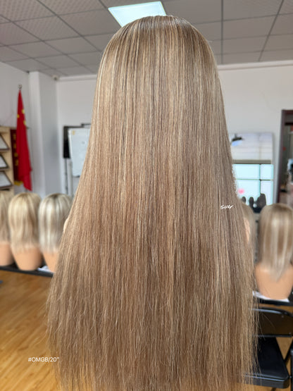 Natural Brown Balayage Middle-Part Straight Human Hair Lace Front Glueless Medical Wig, product view 7