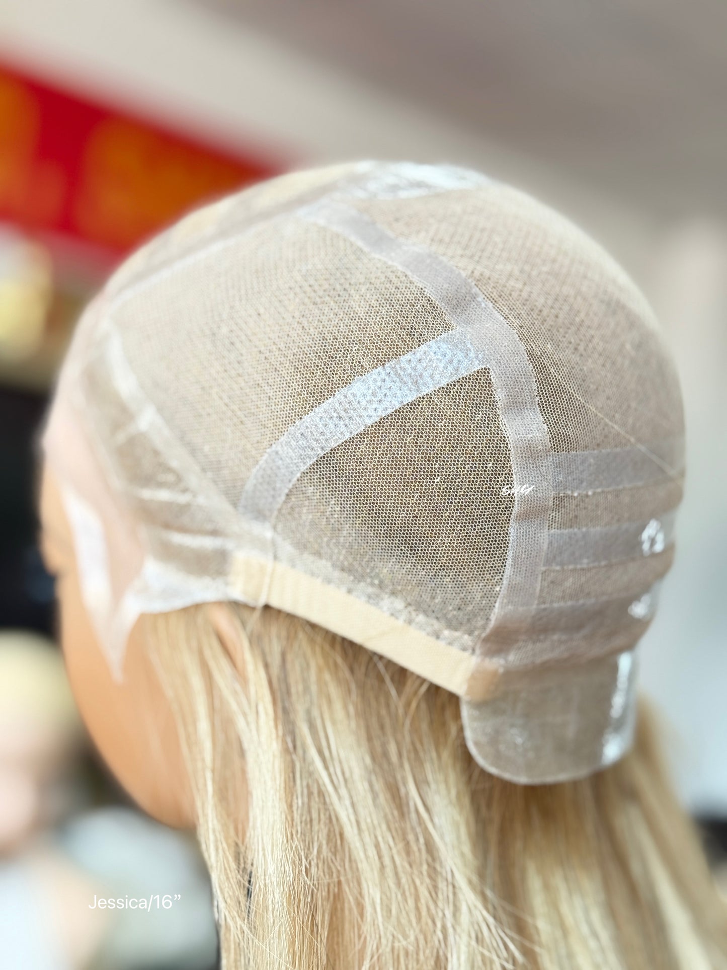 Blonde Highlighted Side-Part Long Straight Human Hair Lace Front Glueless Medical Wig, product view 7