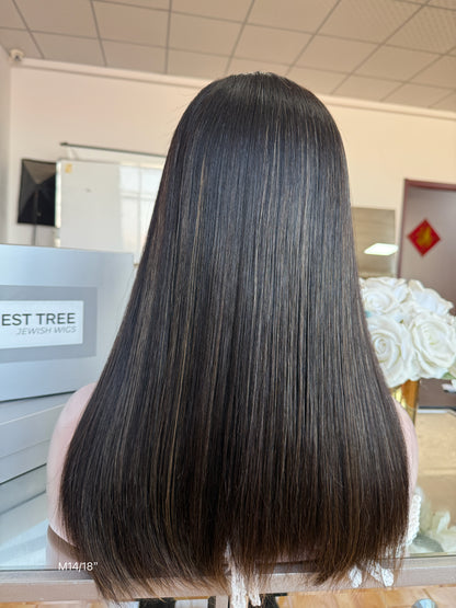 Natural Black Middle-Part Long Straight Human Hair Sheitel Wig, product view 7