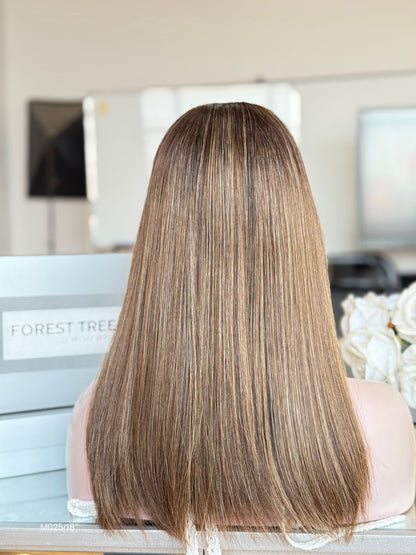 Ash Brown Middle-Part Shoulder-Length Straight Human Hair Sheitel Wig, product view 7