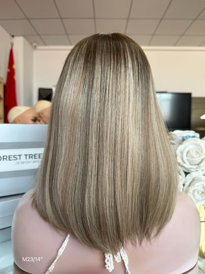 Cool Ash Brown Middle-Part Bob Human Hair Sheitel Wig, product view 7