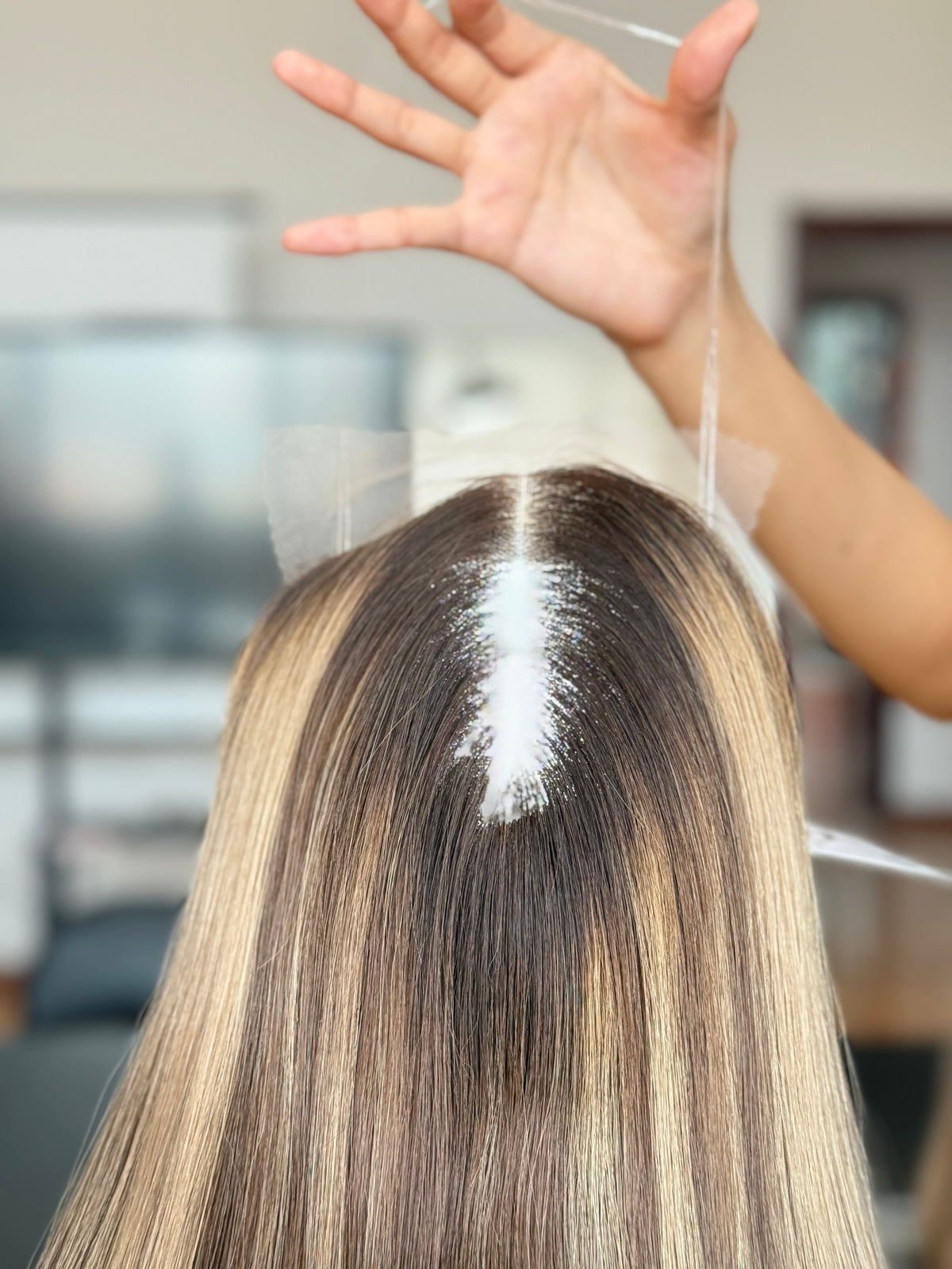 Silver Ash Blonde Long Straight Human Hair Topper Mini Wig, product view 8
