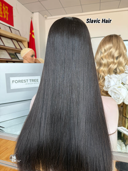Jet Black Middle-Part Long Straight Human Hair Sheitel Wig, product view 8