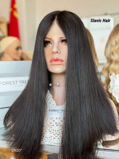Soft Black Middle-Part Long Straight Human Hair Sheitel Wig, product view 8