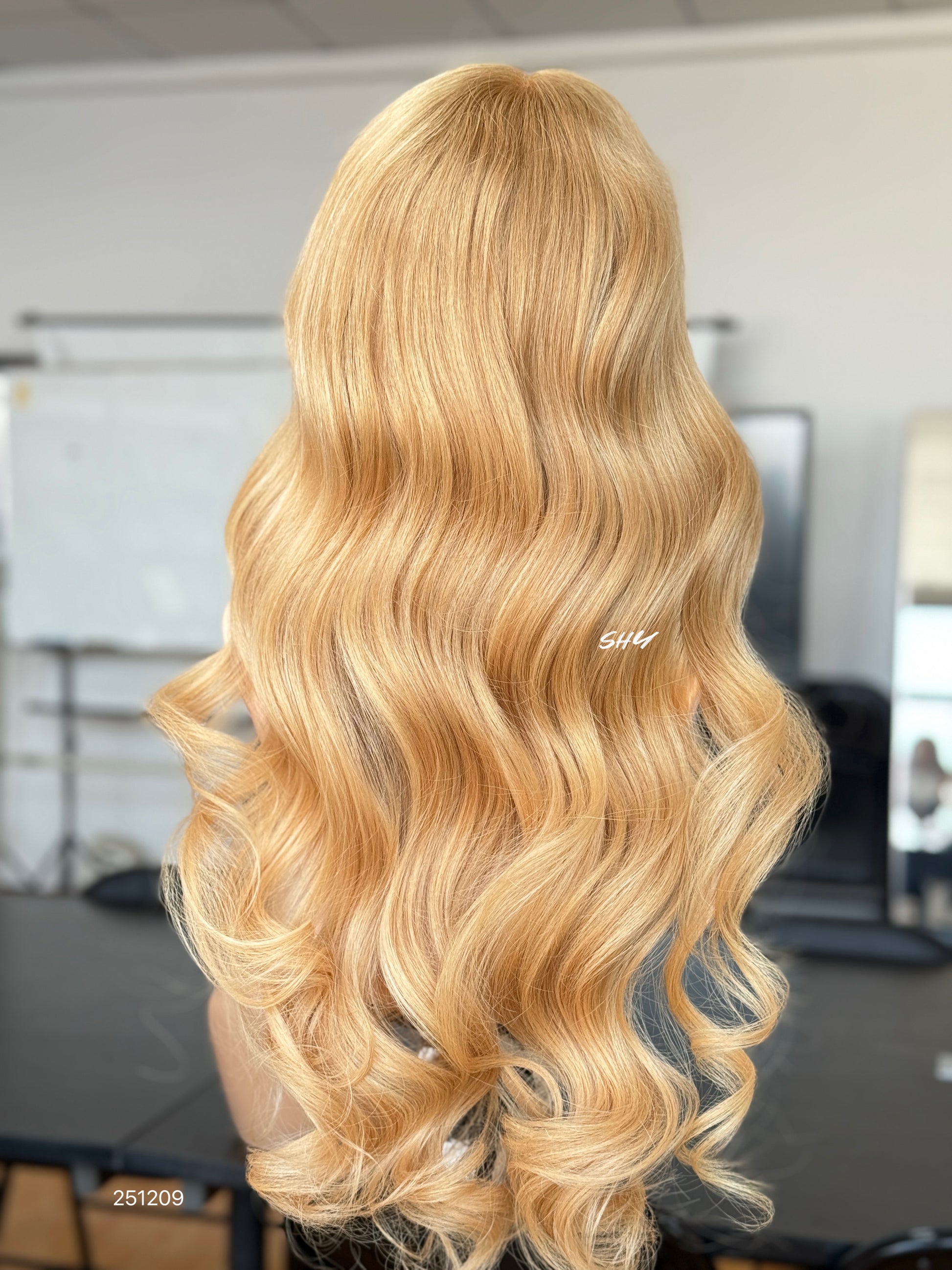 Honey Blonde Long Wavy Human Hair Lace Front Glueless Medical Wig, product view 8