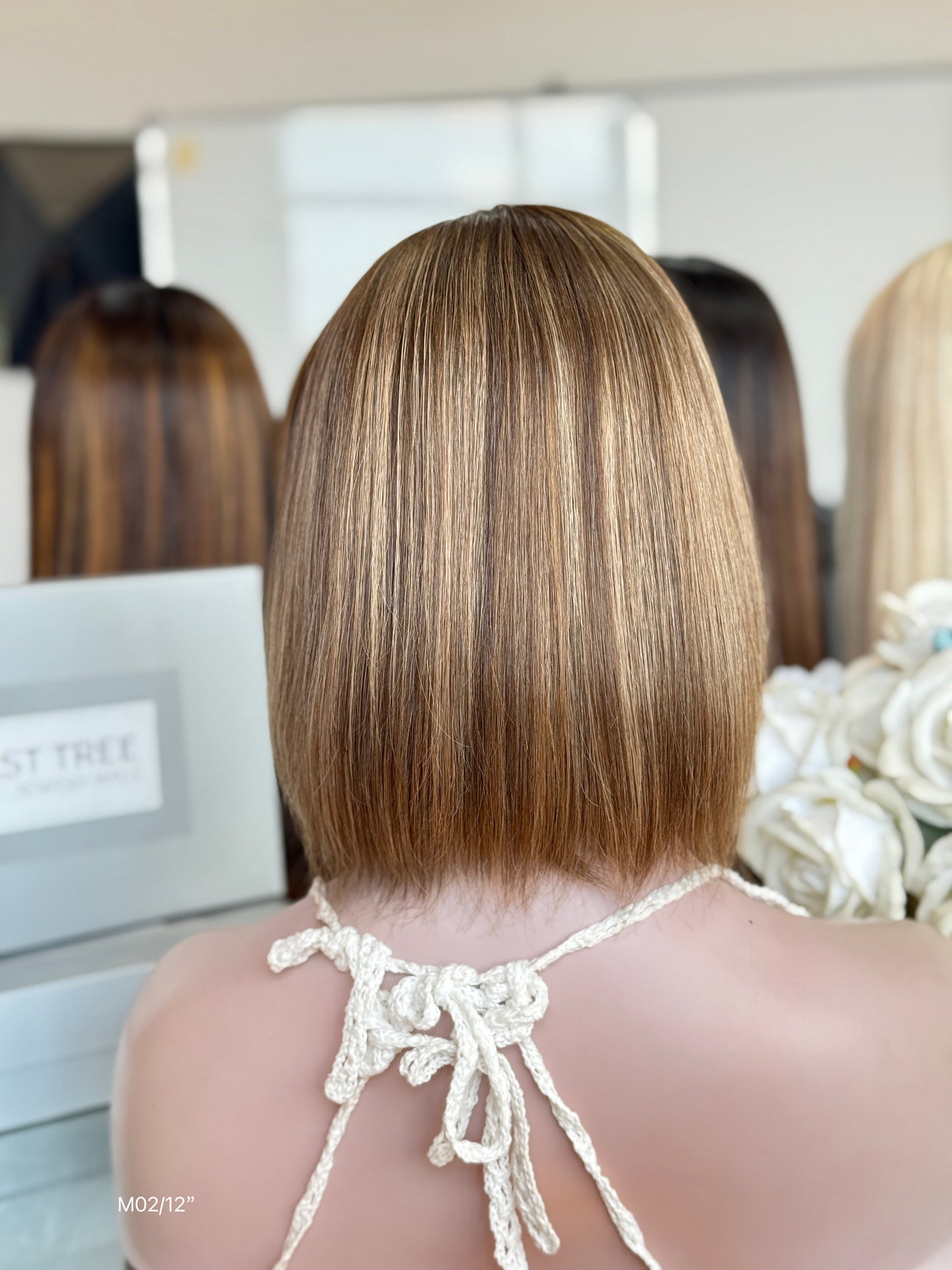 Soft Ash Brown Middle-Part Bob Human Hair Sheitel Wig, product view 8